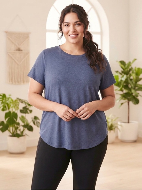 Beyond Yoga Tops - BEYOND YOGA Blue Gray Short Sleeve Active Tee T-Shirt Top Size 2X Plus